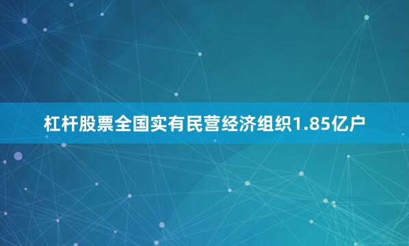 杠杆股票全国实有民营经济组织1.85亿户